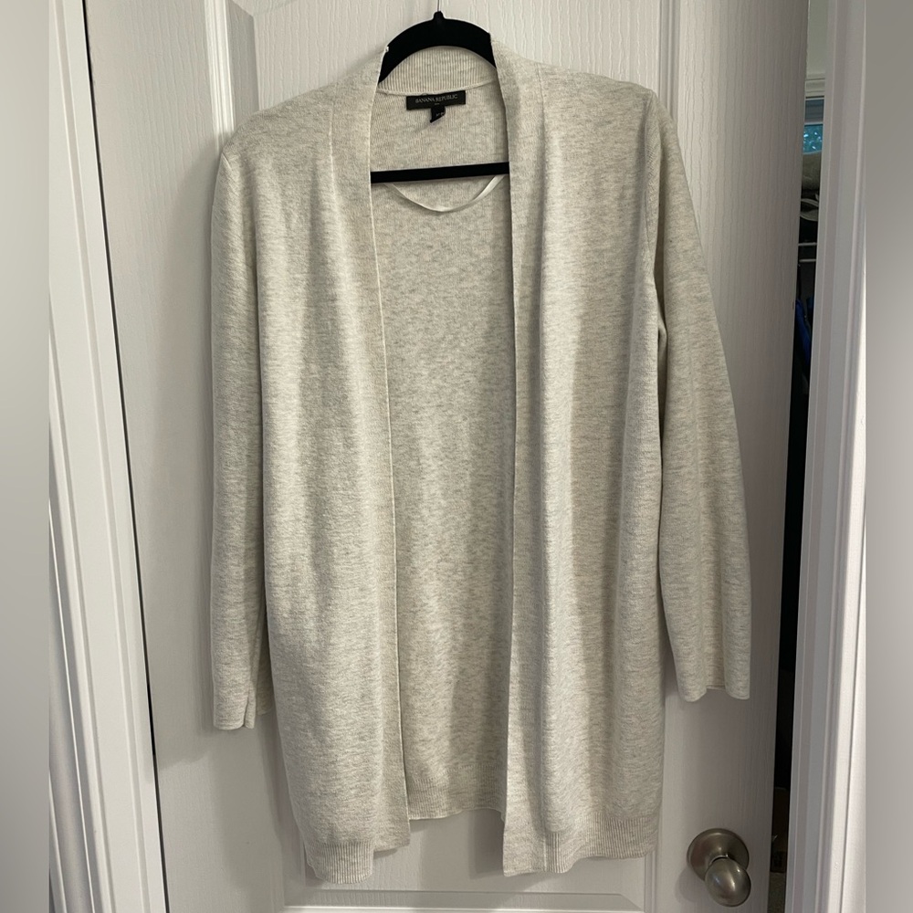Banana Republic Light Gray Open Front Cardigan